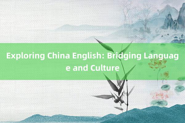 Exploring China English: Bridging Language and Culture